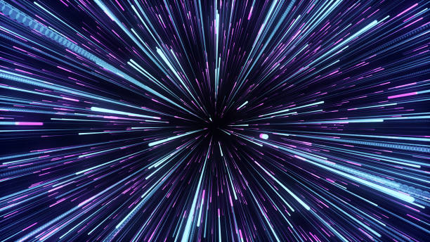 istock Abstract circular light speed background. Dynamic lines. Futuristic explosion of light. Colored rays in motion. Transfer of big data cyberspace. 3D rendering. 1413038350