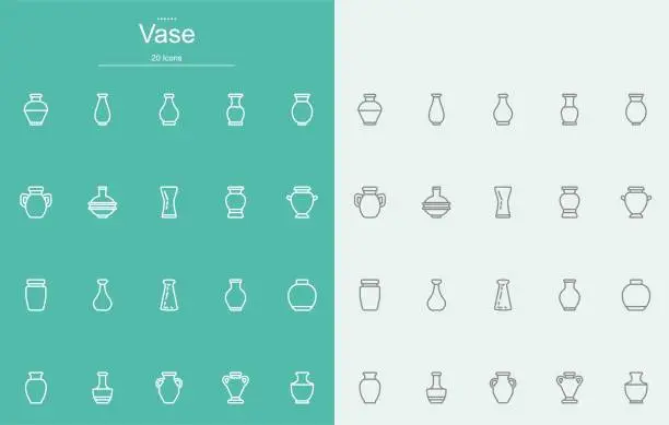 Vector illustration of Vase and Cup Line Icons