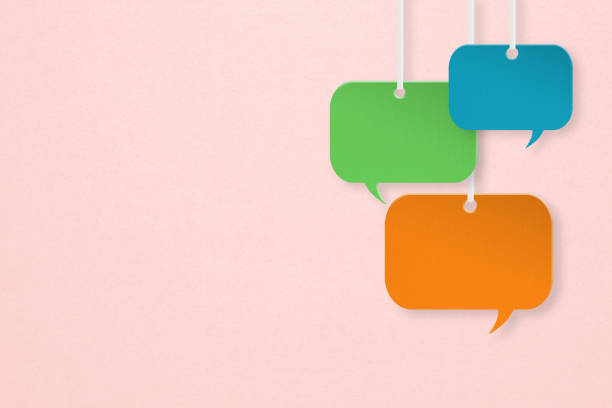 istock speech bubbles colorful paper cut set,  on grunge pink background. For message box outline cartoon  illustration design. Balloon doodle style of thinking sign symbol 1413043373