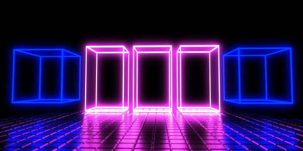 istock 3D abstract background with neon lights. neon cubes .space construction . .3d illustration3 1413045743