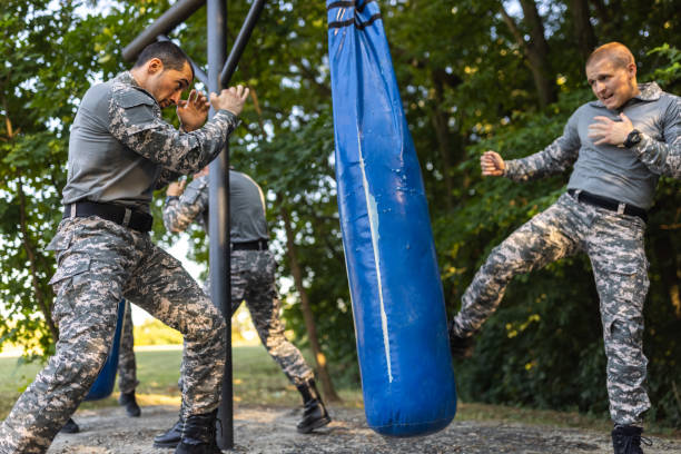 istock Military team having an outdoor military training 1413051922