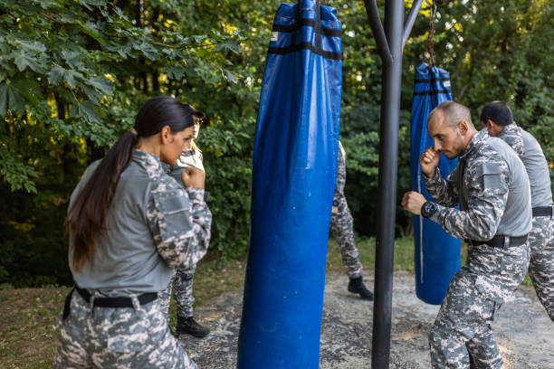istock Military team having an outdoor military training 1413052642