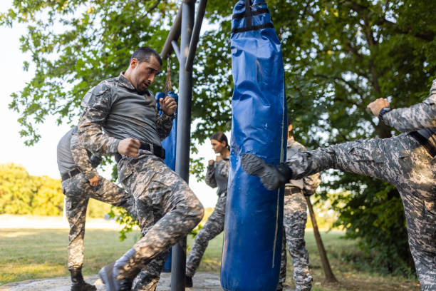 istock Military team having an outdoor military training 1413052815