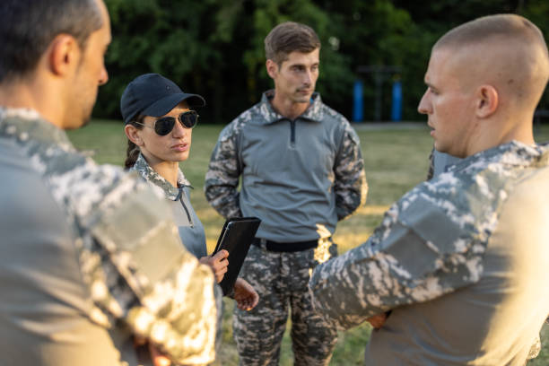 istock Military team organizing outdoor military training 1413056145
