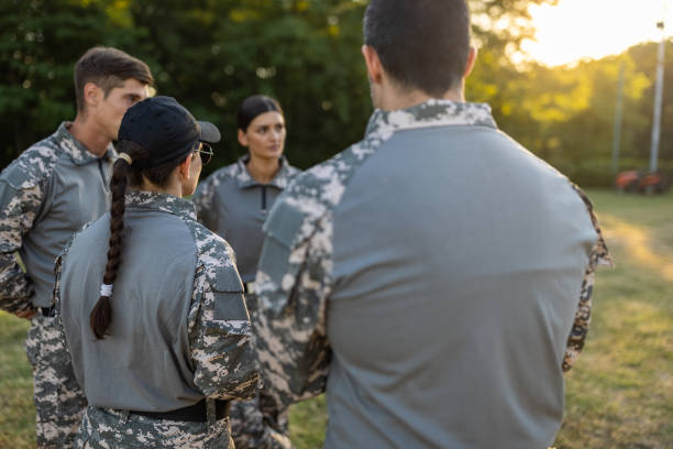 istock Military team organizing outdoor military training 1413056146