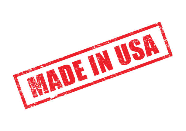красная марка сша - made in the usa sign retro revival label stock illustrations