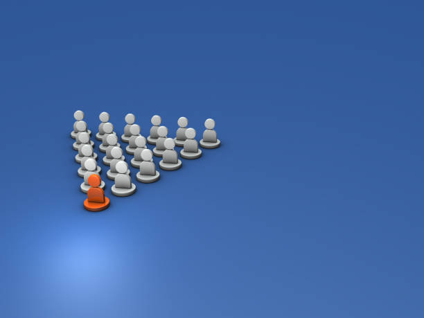 istock A leader who leads everyone in the group. Abstract concept representing leadership and command. cool blue background. 3D rendering. 1413057399