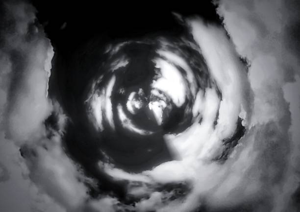 3D illustration of clouds swirling in the dark