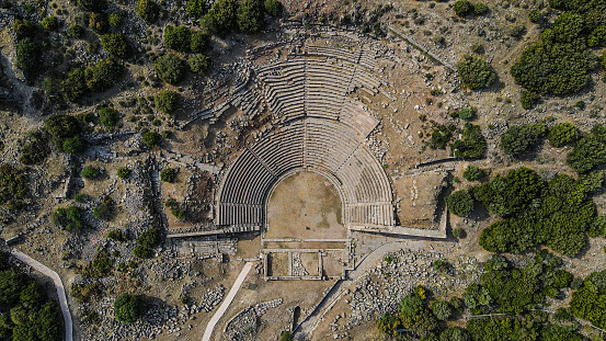 Canakkale-Assos / Behramkale Ancient City general aerial view.