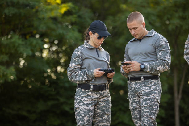 istock Female drone pilot from the military team 1413060244