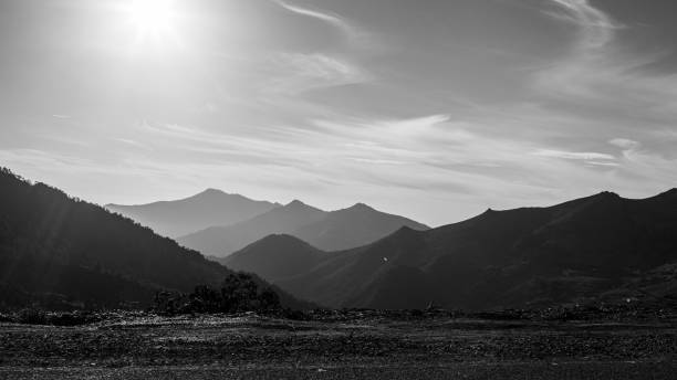 istock Summits of rif mountains in black and white in Morocco 1413061890
