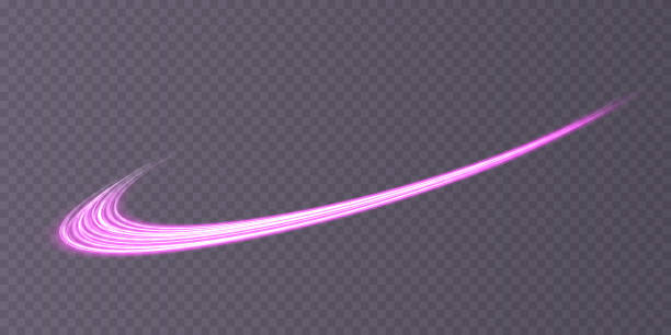 abstrakcyjne lekkie linie ruchu i prędkości w kolorze fioletowym. lekki codzienny efekt świecenia. fala półkolista, wir krzywej śladu światła, reflektory samochodowe, żarowe światłowód png. - wasting time flash stock illustrations