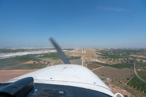 The Light Aircraft Cessna 172 flying over Spain