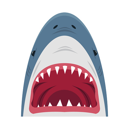 Shark  open mouth cartoon vector sign