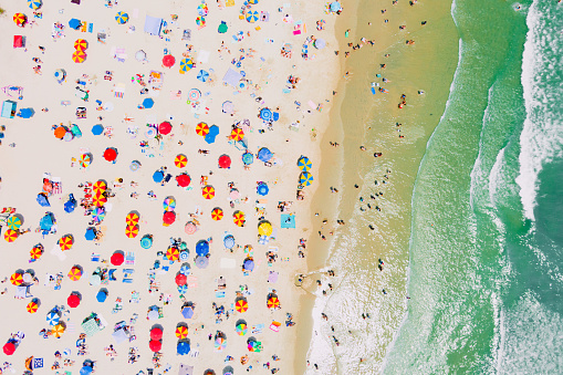 A top down aerial view of Ocean City New Jersey's beach during the summer