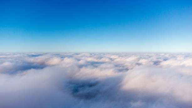 istock Fog over Taunus mountains, Germany - aerial view 1413080388