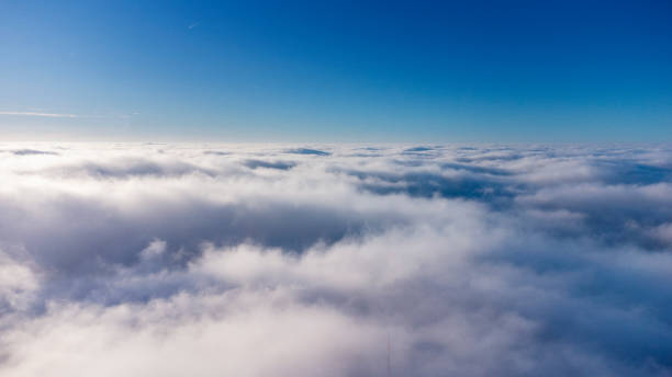 istock Fog over Taunus mountains, Germany - aerial view 1413080402