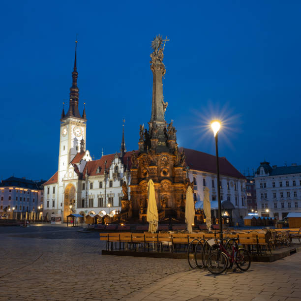 istock 20.04. 2022. Night street scene on main square in the Olomouc. 1413080493