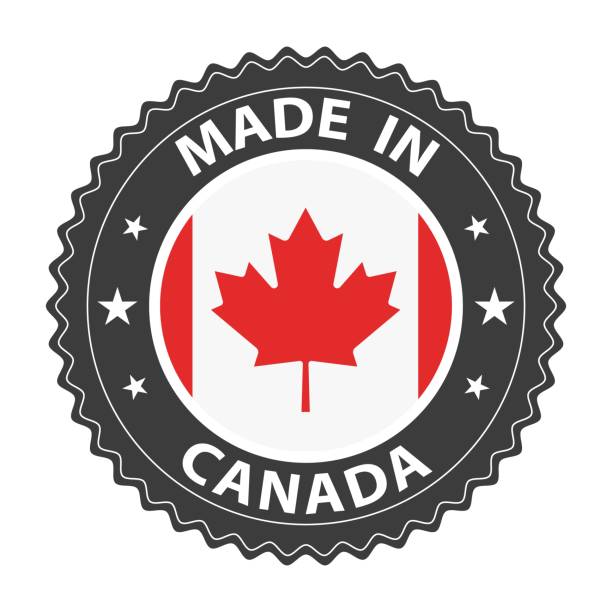 istock Made in Canada badge vector. Sticker with stars and national flag. Sign isolated on white background. 1413081536