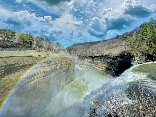 Letchworth State Park, New York - Middle Falls - Genesee River Letchworth State Park, New York - Middle Falls - Genesee River letchworth garden city stock pictures, royalty-free photos & images