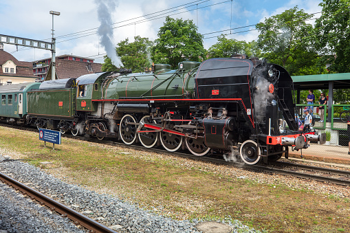 Gossau, Switzerland - June 26, 2021 : special train hauled by steam locomotive BR 01.202 (ex-Deutsche Bundesbahn)