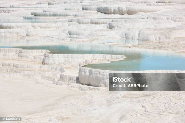 Pamukkale White Mineral Limestone Natural Pool Geology Landmark Turkey Stock Photo - Download Image Now