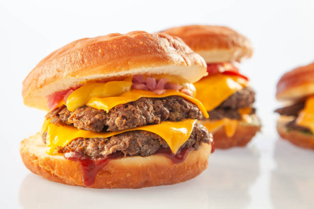 Two Brioche donut burgers deal meal Two Brioche donut burgers deal meal double cheeseburger stock pictures, royalty-free photos & images