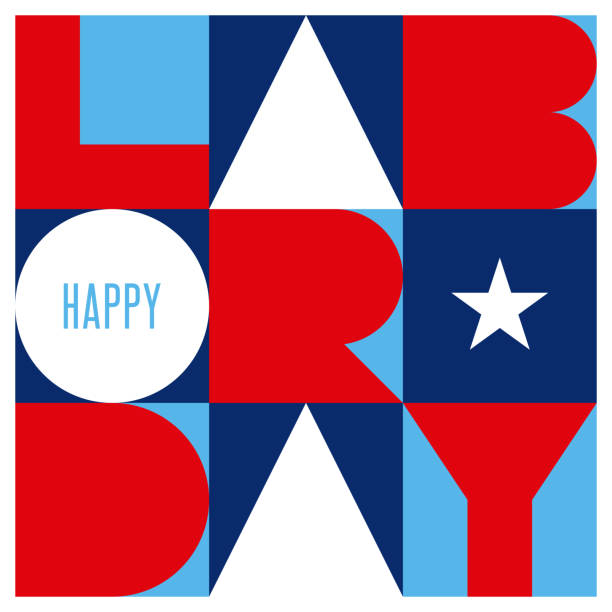 Labor Day greeting card with geometric typography. vector art illustration