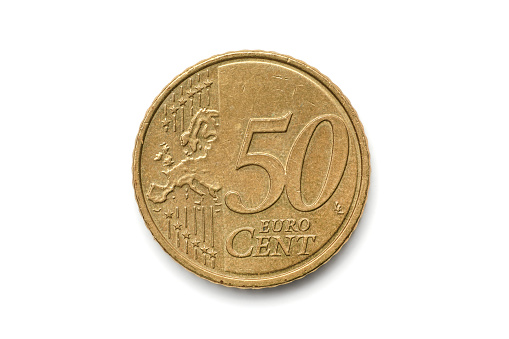 50 Euro Cent Isolated On White