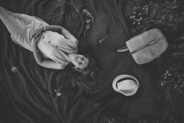 Free Stock Photo of Woman Laying on Bed in Black and White | Download ...