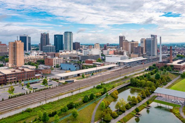 istock Birmingham, Alabama Skyline with Train Station 1413094029