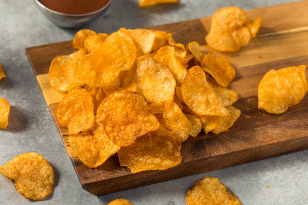 Crunchy Barbecue BBQ Potato Chips stock photo