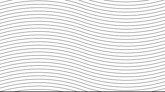 Abstract wavy lines on white background. Simple black lines background. Perfectly usable for all kinds of topics related to science and technology. Empty copy space for text, title or logo design. Place for ads. White and black background.