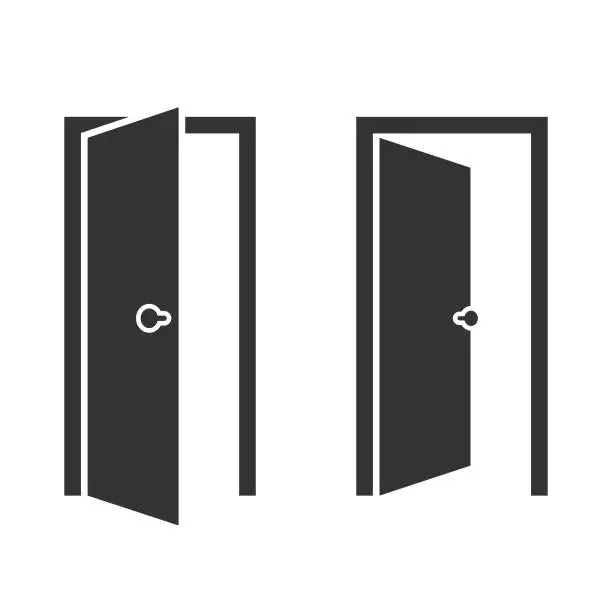 Vector illustration of Open Door Icons Set.