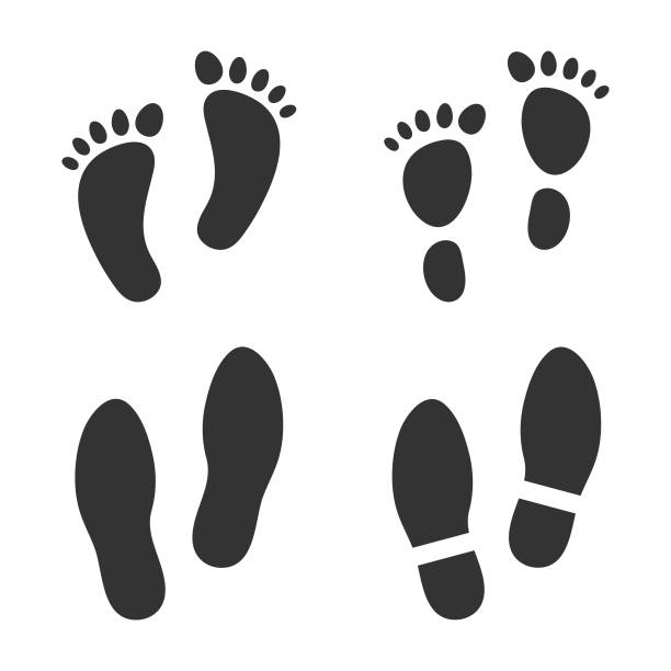 footprint-symbolsatz. - fußabdruck stock-grafiken, -clipart, -cartoons und -symbole
