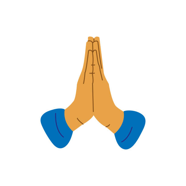Folded Hands Icon. Scalable to any size. Vector illustration EPS 10 file. pleading emoji stock illustrations