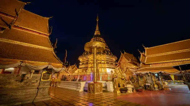 Photo of Wat Phra That Doi Suthep is the most famous temple in Chiang Mai at Thailand. Popular historical temple in Thailand.