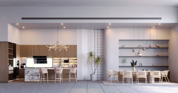 istock 3d rendering,3d illustration, Interior Scene and  Mockup,Kitchen and dining corner. 1413101894
