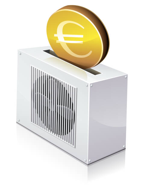 investieren sie in euro in eine wärmepumpe - wärmepumpe stock-grafiken, -clipart, -cartoons und -symbole