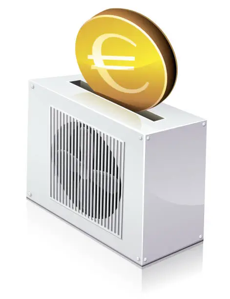 Vector illustration of Invest in euros in a heat pump