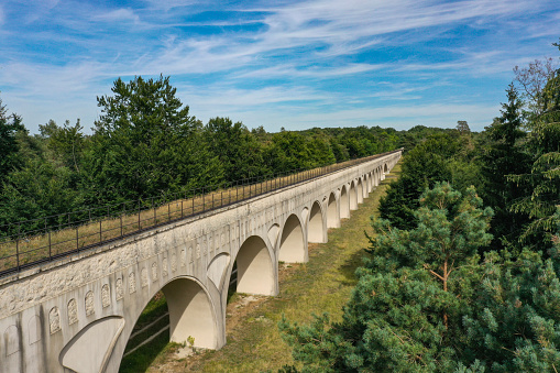 aerial view of the aqueduct of the forest of Fontainebleau in Seine et Marne in France