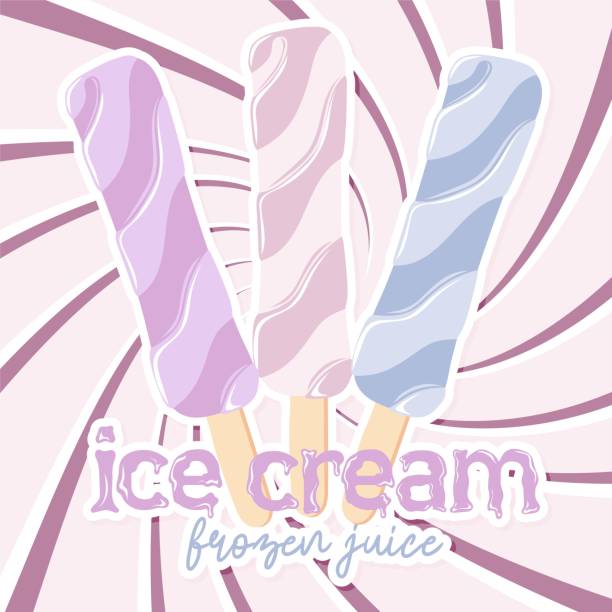 istock Ice cream frozen juice sticker on swirl retro background 1413112959