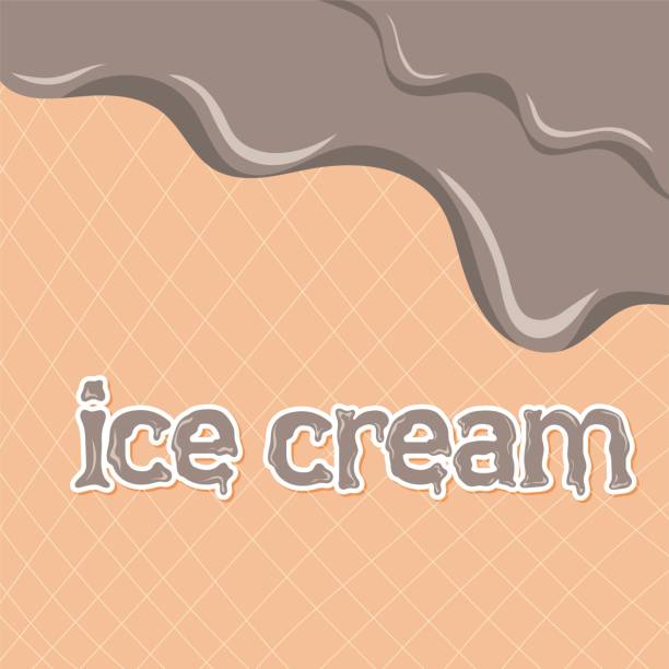 illustrazioni stock, clip art, cartoni animati e icone di tendenza di adesivo gelato. crema al cioccolato sciolta su sfondo wafer - ice cream dark backgrounds close up