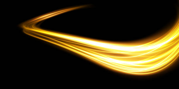 istock Abstract light lines of motion and speed in golden color. Light everyday glowing effect. semicircular wave, light trail curve swirl, car headlights, incandescent optical fiber design. 1413113968