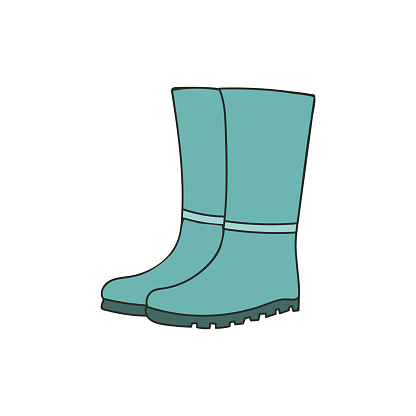 Gardener boots colorful icon in vector. Gardener boots colorful illustration in vector. Gumboots icon in vector