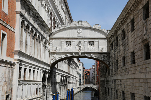 Bridge of Sighs also called PONTE DEI SOSPIRI in Italian Language  in Venice Island in Northern Italy in South Europe