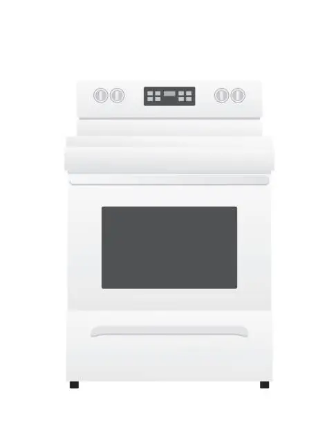 Vector illustration of Simple Modern Style White Stove on a Transparent Background