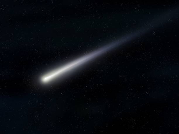 istock Bright shooting star. Meteor trail in the night starry sky. 1413119270