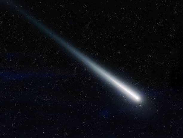 istock Bright shooting star. Meteor trail in the night starry sky. 1413119278