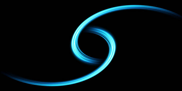 istock Abstract light lines of movement and speed in blue. Light everyday glowing effect. semicircular wave, light trail curve swirl, car headlights, incandescent optical fiber design. 1413120853